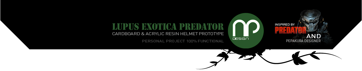 fond haut Lupus Exotica Predator & Cardboard & Acrylic Resin Helmet Prototype & logo AP Design